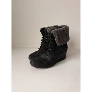 UGG Vintage Caprera Wedge Shearling Bootie GUC Size 7M EU 38 Black